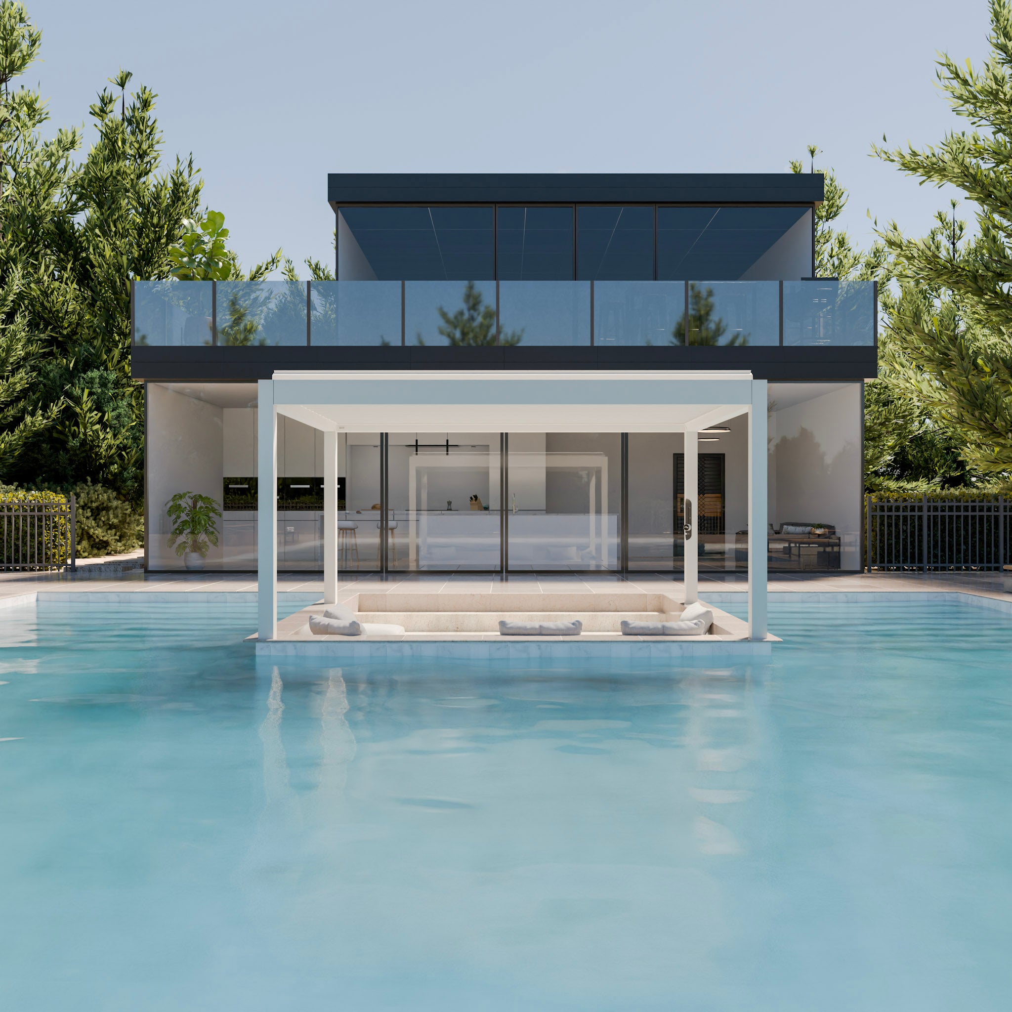 White Bioclimatic Louver System